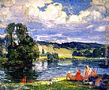 Joseph Kleitsch Bathers along the Seine, Vernon, France painting
